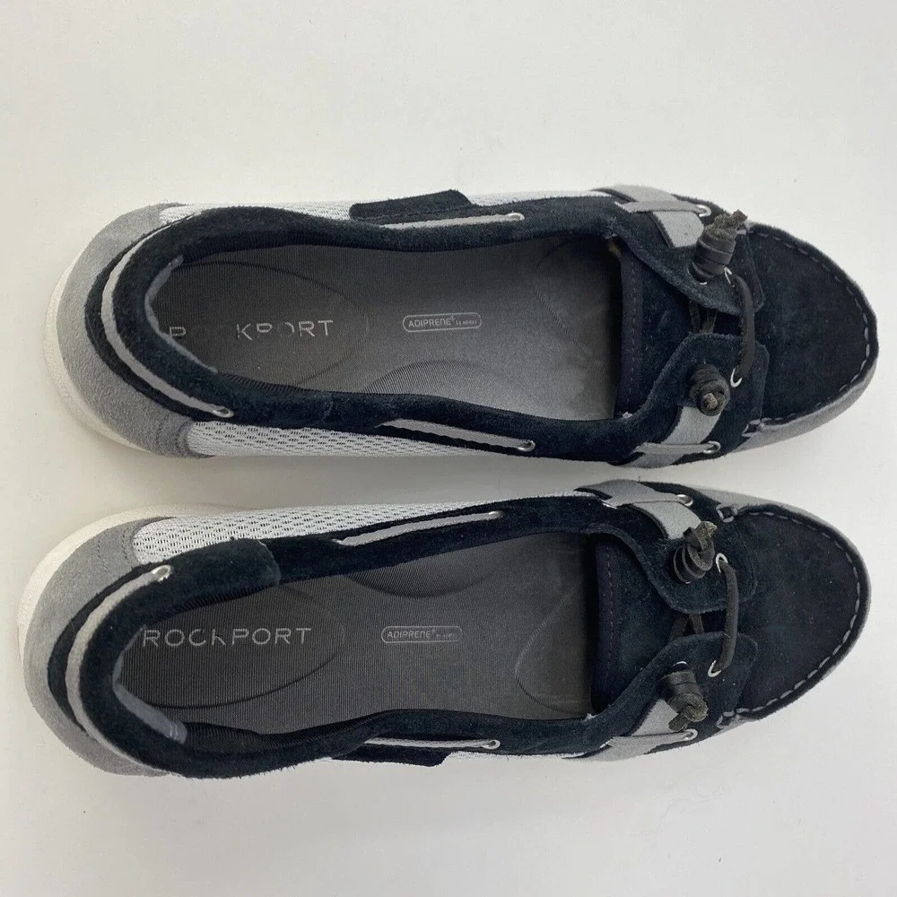 ROCKPORT‎ Women Size 9 Boat Shoes Moccasin Style Flats Leather Washable Navy